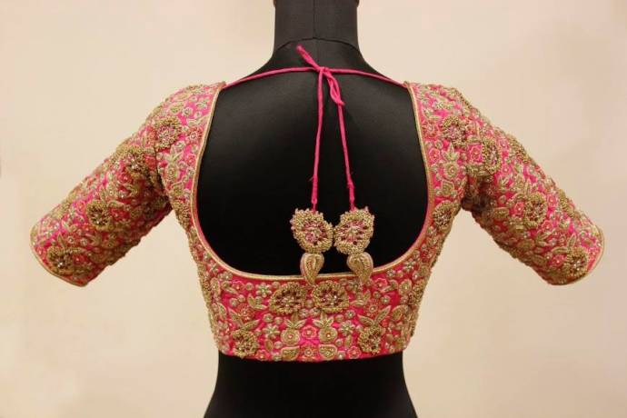 Silk blouse with heavy maggam work