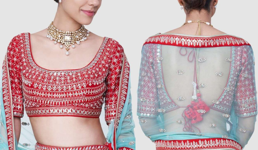 Square Neck Design Blouse with Heavy Embroidery Work