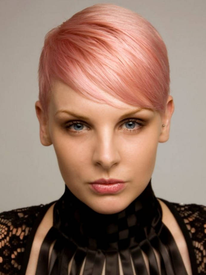 Light Pink Hairstyle and Side Bangs