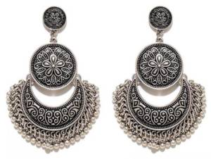 The shining silver oxidized earrings