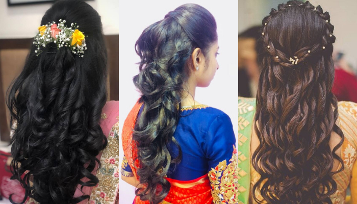 Half Up Half Down Hairstyles for Saree