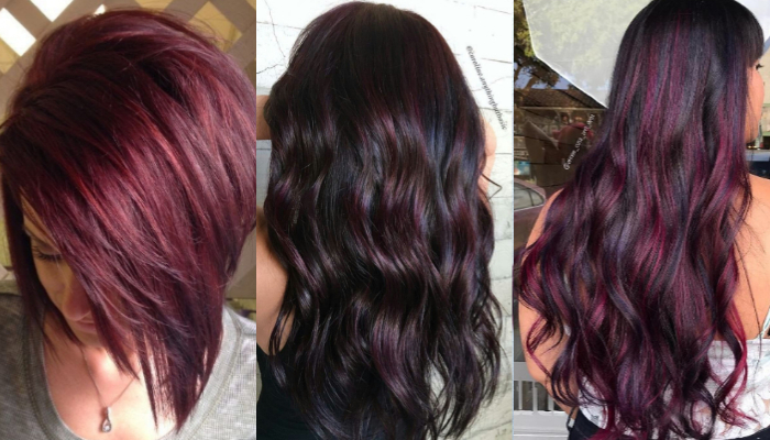 Plum highlights for black hairstyles